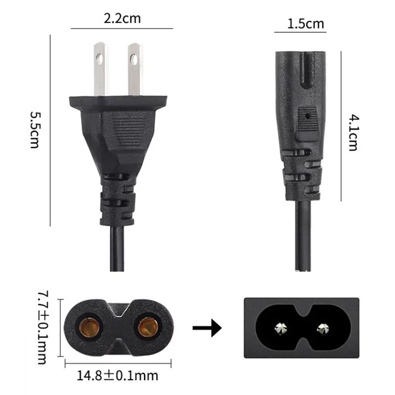 AC Strømkabel 2-pin IEC C7 Figur 8 Kabel 1,5m EU AU UK US Strømplugg For Dell LG Asus Samsung Bærbar PC TV Skriver Xbox One X PS4