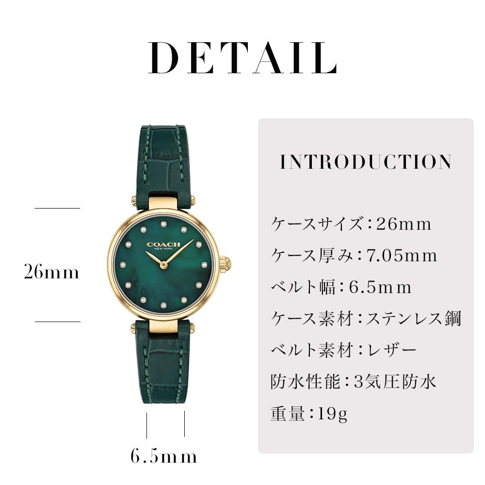 Watch PARK Dark Green Dial Dark Green Leather Strap 14503534 [Coach][Authorized Import] Women's