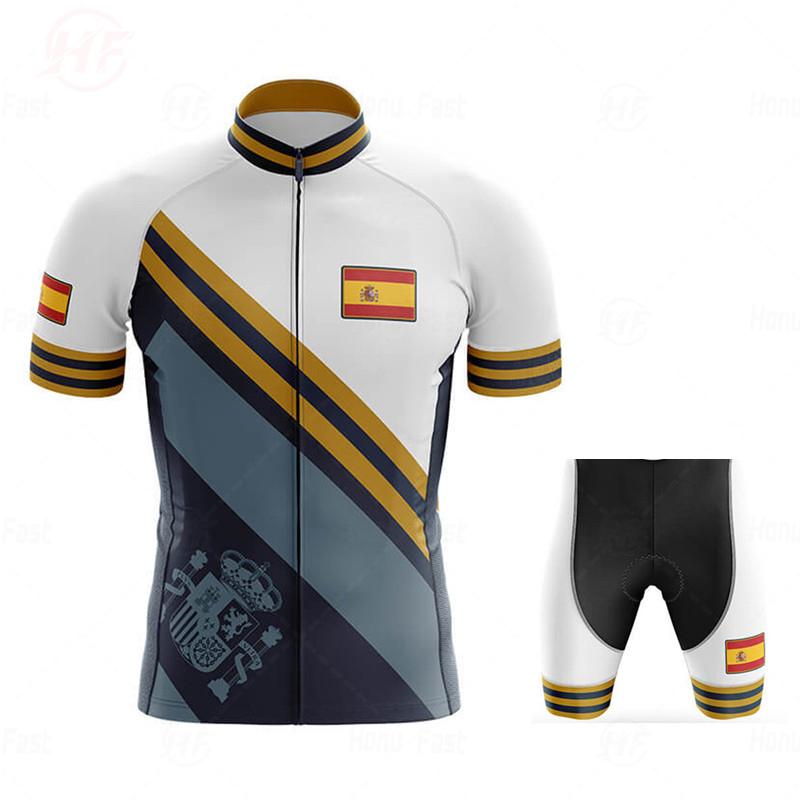 2026 Mens Spain Pro Team Short-sleeved Cycling Jersey Suit Bib Bicycle Set Uniform Maillot Ciclismo Hombre Verano 2022 Jumpsuit