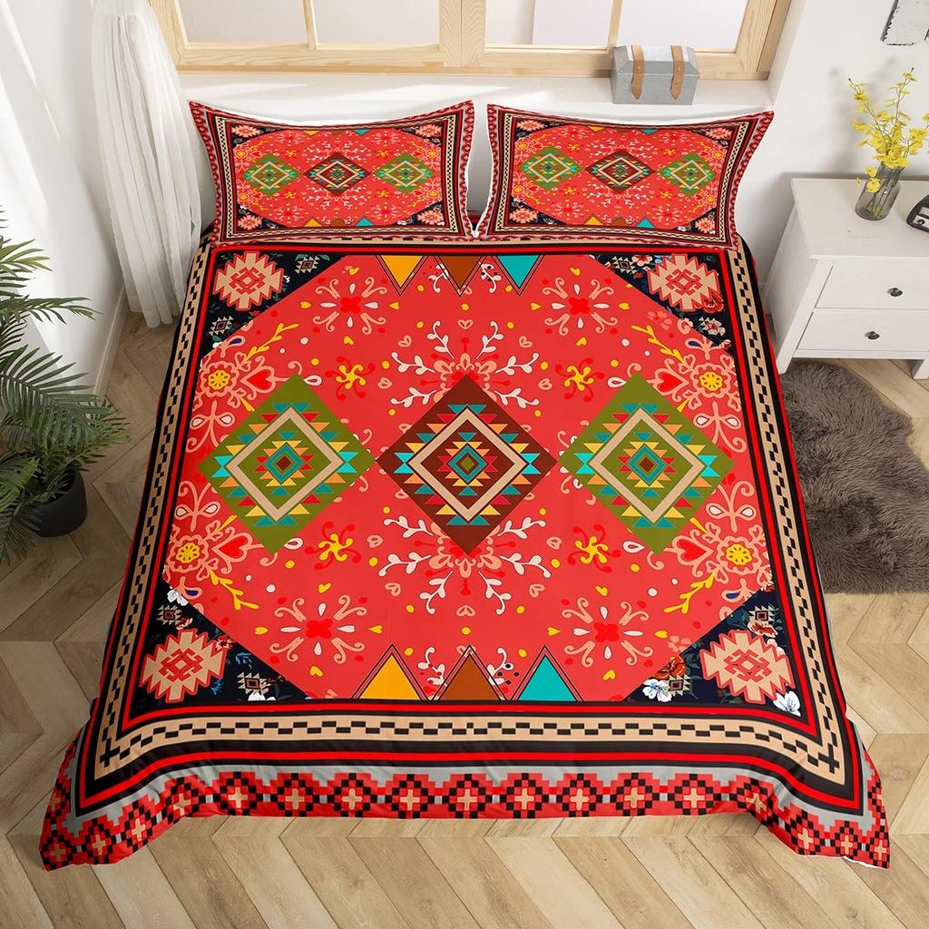 Christmas King Queen Duvet Cover Santa Claus Snowman Bedding Set Red Green Grid Checkered Quilt Cover Polyester Comforter Cover