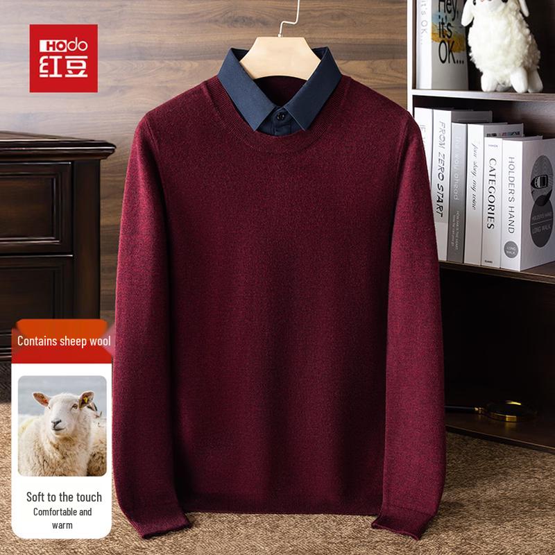 Hodo Men's Wool-Blend Faux-Layer Collared Knit Sweater