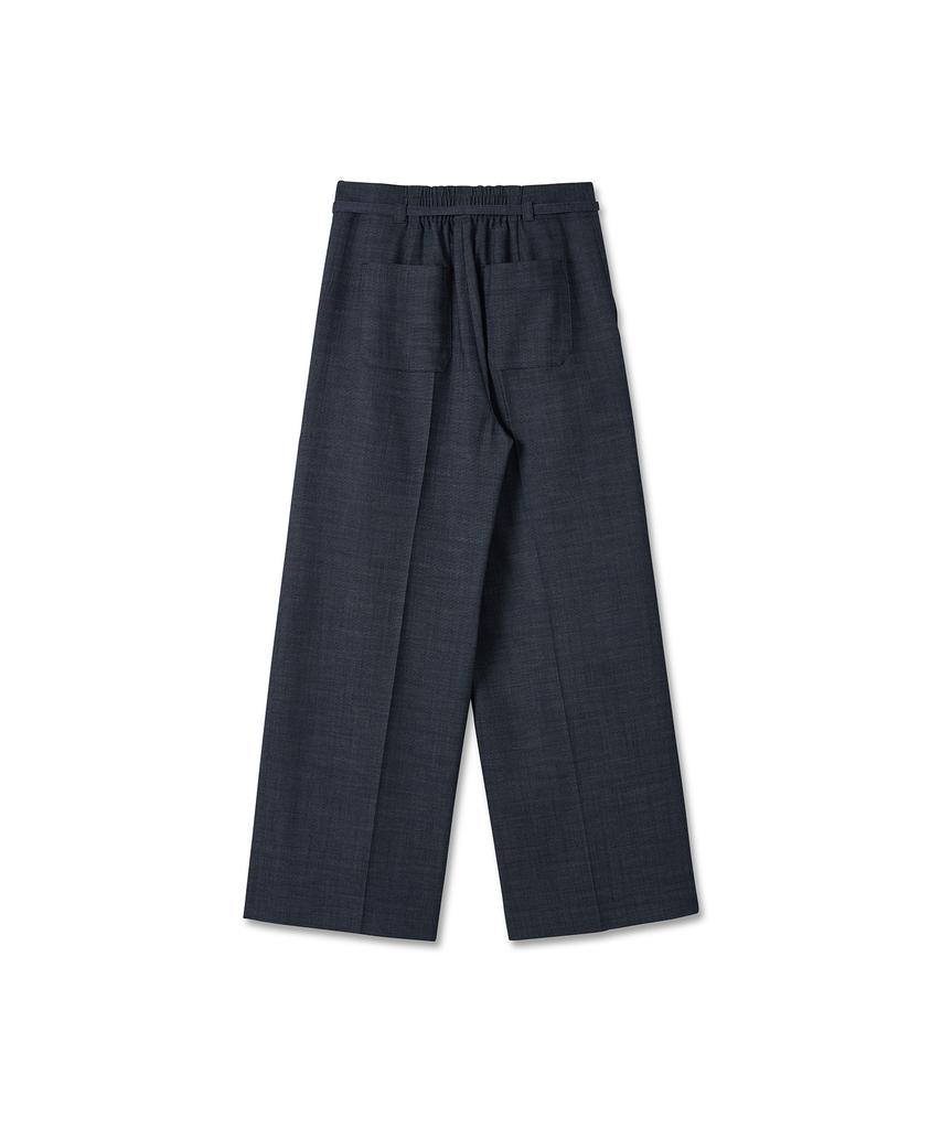 IOLO Women'S Belted Semi-Wide Pants_Blue