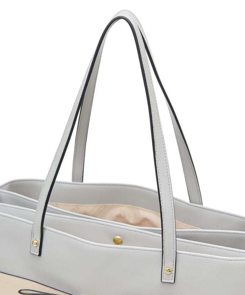Maison de Fleur Tote Bag, EC Exclusive Front Ribbon 3-Room Tote Bag, Women's, Grayish Blue