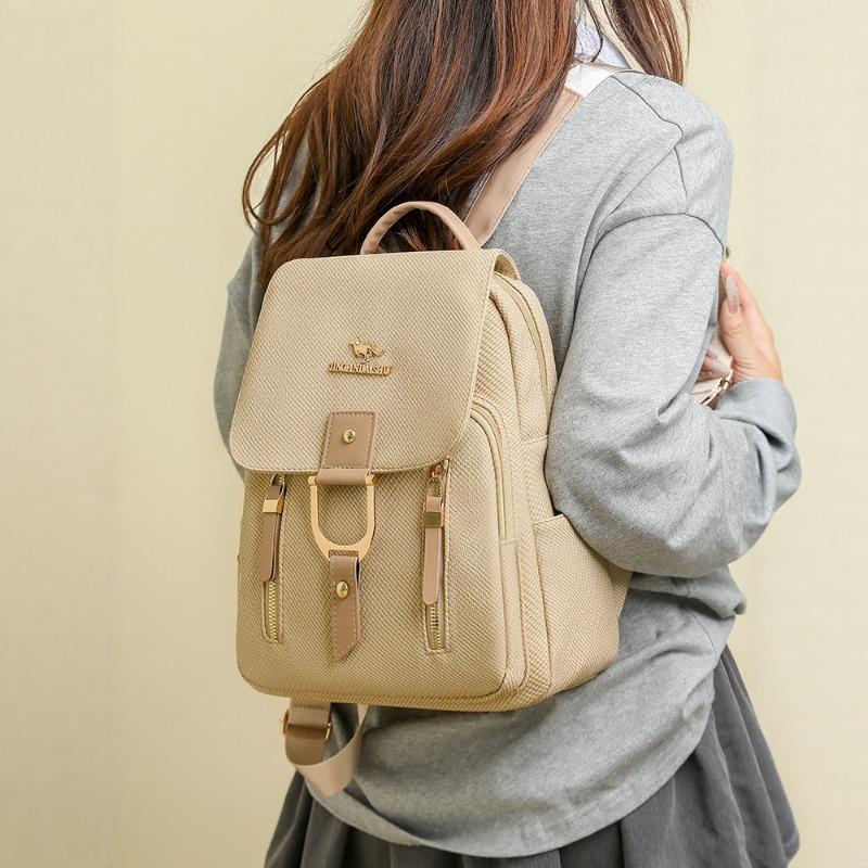 New Large-capacity Soft Linen Cloth Pattern Backpack Women's Versatile Multi-zipper Travel Bag Casual Fashion Backpack