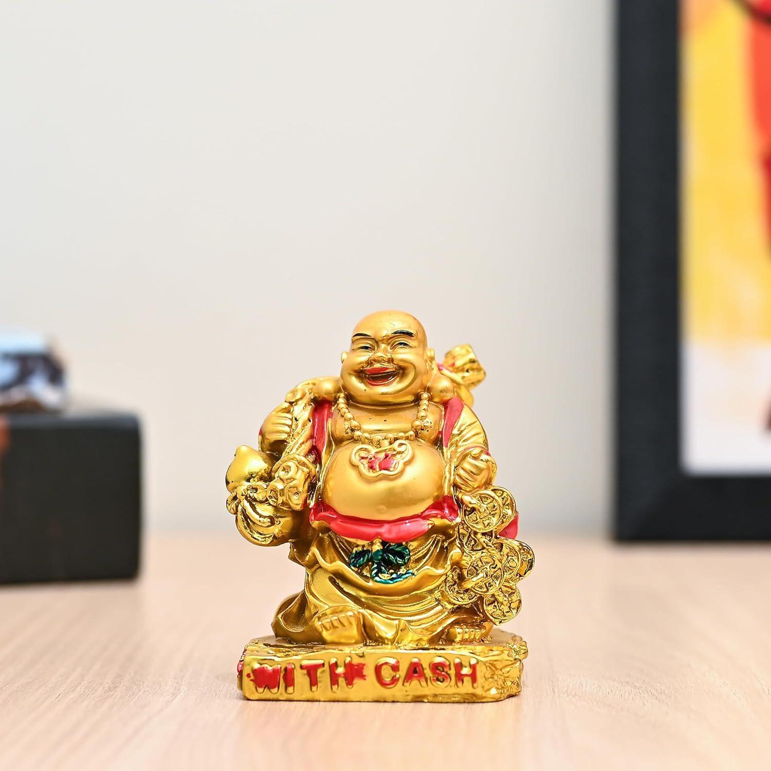 

House Warming Gifts – Feng Shui Laughing Buddha with Money Bag Figurine | 9.5 cm Statue for Good Luck, Happiness, and Prosperity