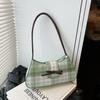 Bow Fashion 2025 New Women's Bag Trendy Personalized PU Leather Plaid Baguette Underarm Bag Casual Shoulder Women's Bag