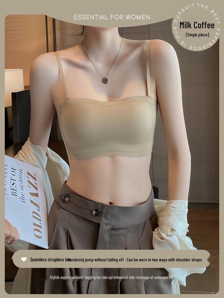 Women's Seamless Strapless Push-Up Bra: Anti-Exposure, Wireless, Sexy U-Back, Ideal for Small Breasts, Summer Thin