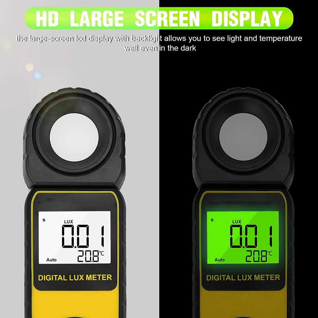 HP-881E Luxmeter Lumen Meter Handheld Light Calibrator with 270° Rotatable Detector, Measuring Range 0.1~300,000Lux