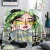 1PC Billie Eilish Print Flannel Blanket, High quality All Seasons, Home Decor, Warmth and Comfort, Perfect for Christmas Gifts
