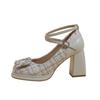 Coarse Heel High Heels Femininity 2025 Spring New Platform Waterproof Table Mary Jane Shoes Princess Shoes Rhinestone Single Shoes