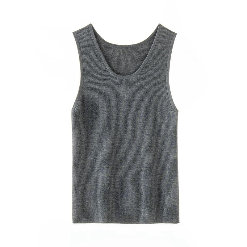 German Yangzi Wool-Blend Slim Knit Vest Round Neck Thin Camisole Base Layer Shirt
