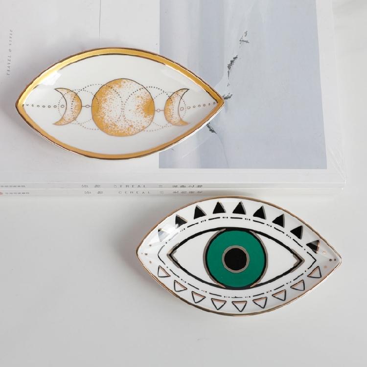 Sophisticated Stylish Eye Sturdy Ceramic Dish Elegant Solution Portable for Jewelry Organization and Display Daily Use