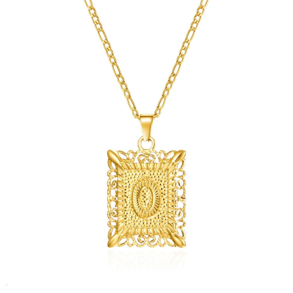 European and American style simple square 26 letter pendant necklace women's personality high-end design jewelry