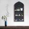 Wall Display Shelf Wood Church Window Design Stones Holder Black Wooden Shelf For Wall For Office Gothic Room Decoration