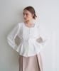BIBYSEOB Tuck Heart Neck Blouse White [T31]