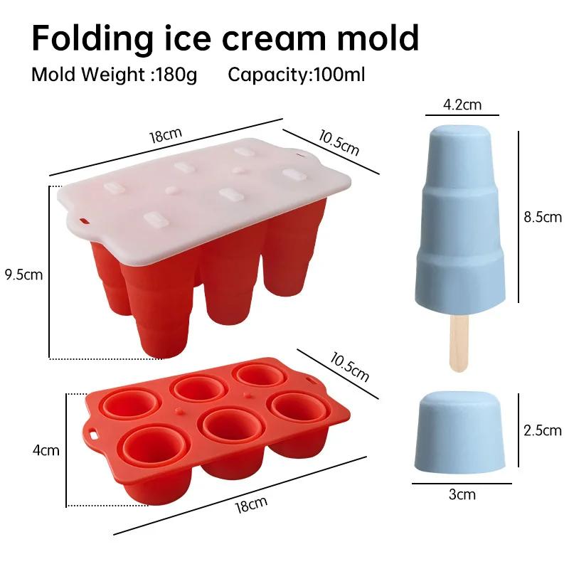 

6в1 Креативная складная силиконовая форма для мороженого Пищевой силикон 6-ячеечные формы для мороженого эскимо Формы для льда