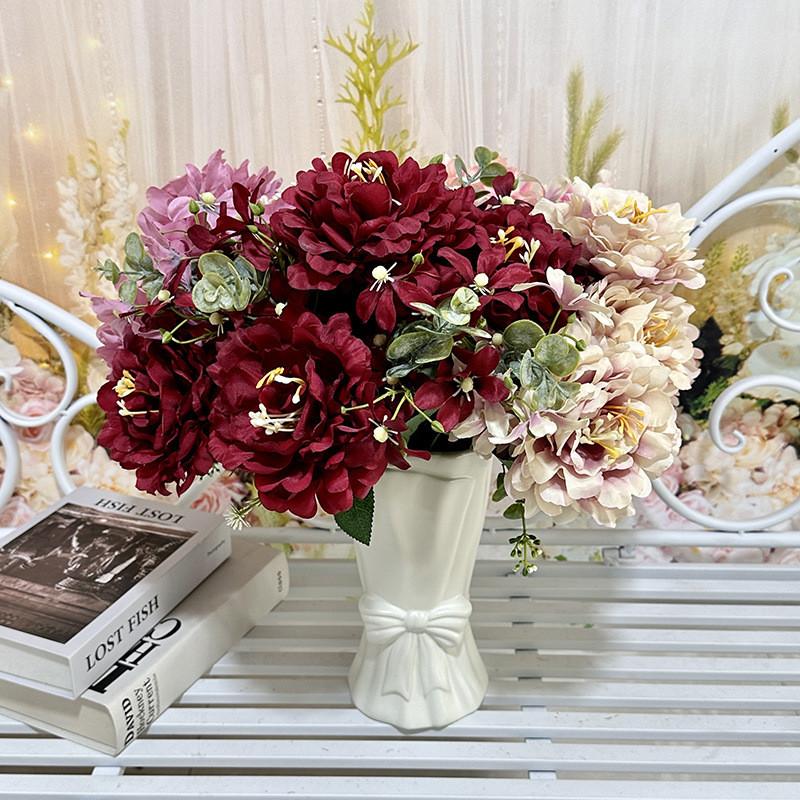 Silk Flower Wedding Handheld Bouquet With Petal Arrangement For Home Decor And Photography Props