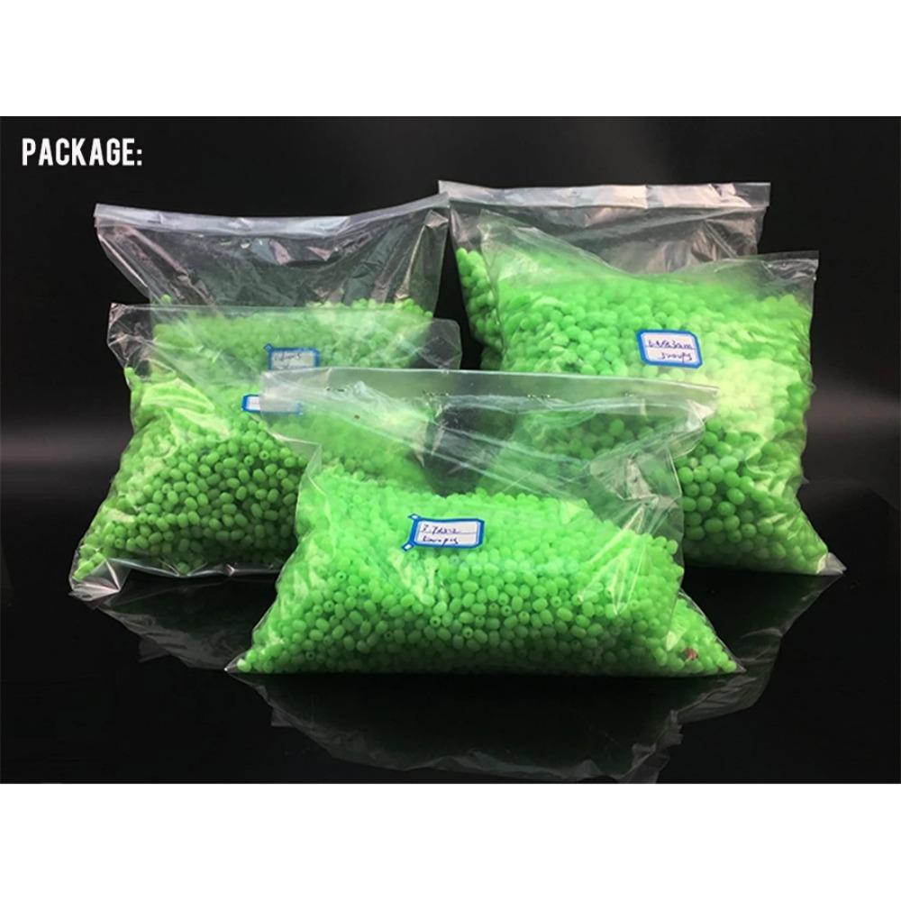 200pcs/lot Green Luminous Beads Green Large Soft Rubber Oval Fishing Space Beans Round Float Sea Fishing Tackle Lure Accessories