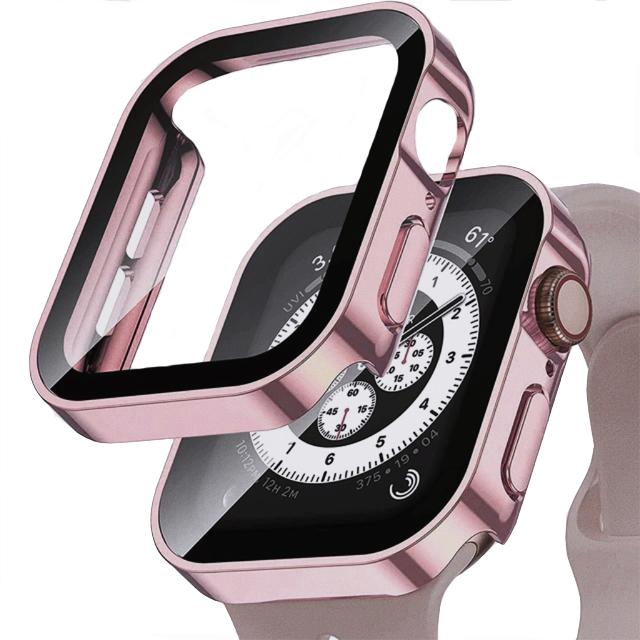 Glass+Case For Apple Watch 7 8 45mm 41mm 49mm 44mm 40mm Straight Edge Screen Protector Cover Case iWatch 4 5 SE 6 7 8 Ultra 49mm