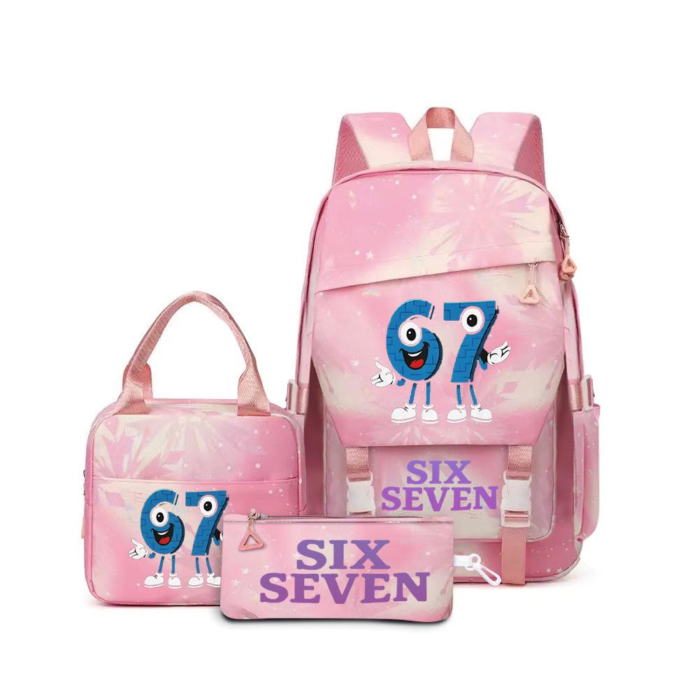 67 Stems Printed Peripheral Backpack For Primary And Secondary School Students Sixseven Schoolbags Three-Piece Set