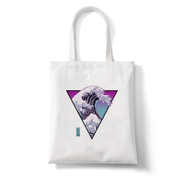 Women Shopper The Great Wave Kanagawa Printed Tote Bag High Capacity Harajuku Handbag Girl Shoulder Shopping Bag Lady Canvas Bag