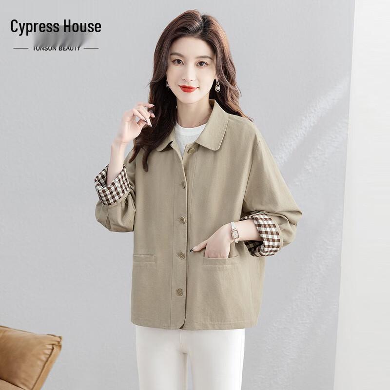 

Women s Color Block Turn-down Collar Loose Jacket M