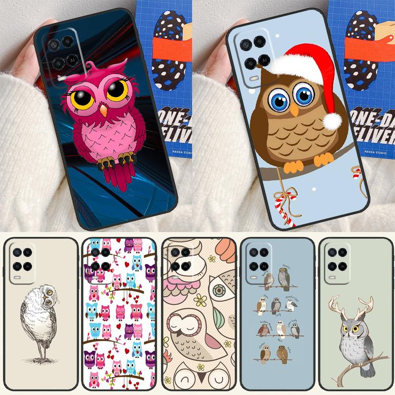 Fashion Cartoon Owl Case For Oppo A16 A76 A96 A58 A78 A98 A5 A9 A91 A15 A17 A77 A52 A72 A74 A94 A54S A57S Cover