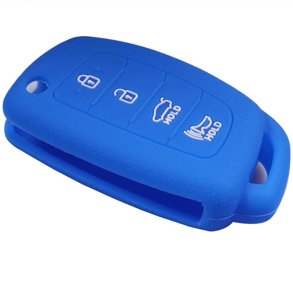 4 Button Silicone Key Case Cover Protector Black Blue Red Fit for Hyundai Tucson Sonata Car Folding Flip Key