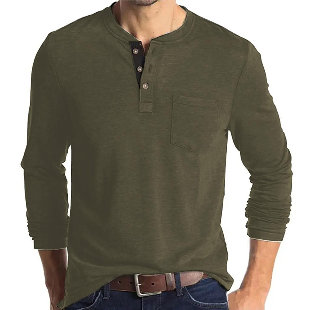 Men's Solid Color Long Sleeve T-Shirt Shirt Men's Casual Sports Top