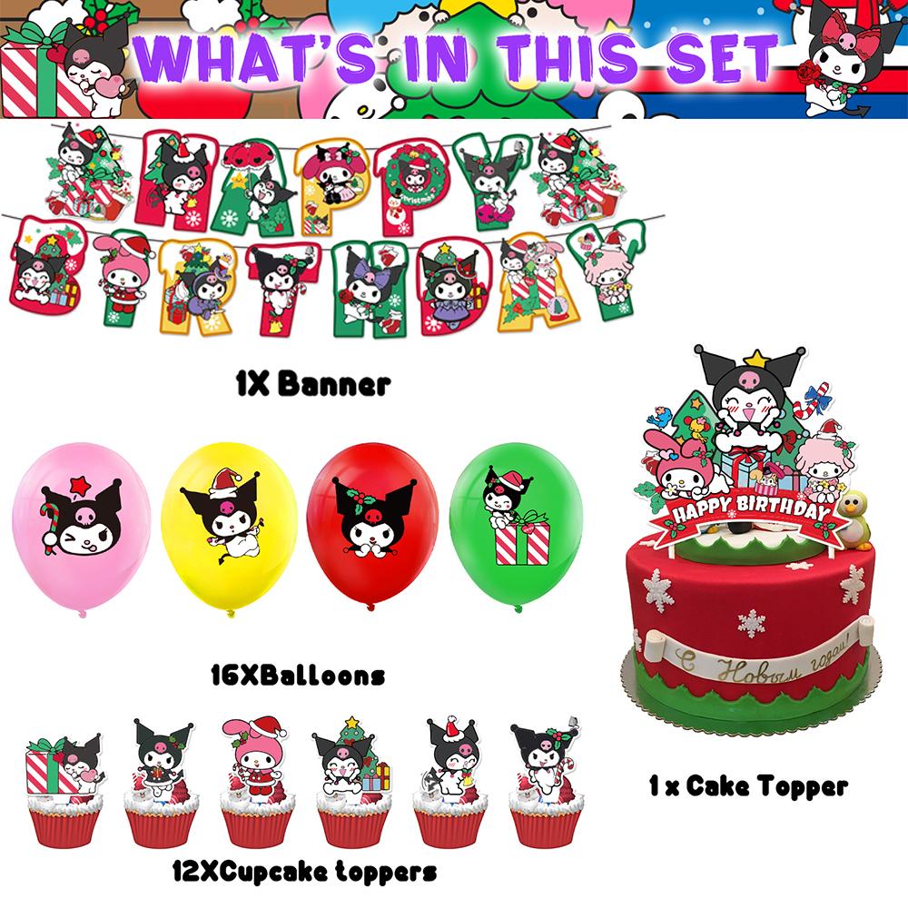 

30pcs Kuromi Party Decorations include Banner Balloons Cake Decorations
