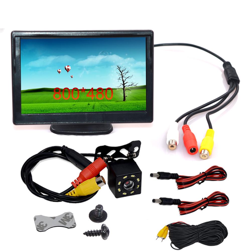 

2026 Камера заднего вида для парковки с 5-дюймовым автомобильным монитором TFT LCD Digital 800*480 16:9 Экранов 2-сторонний Видеовход оранжевый