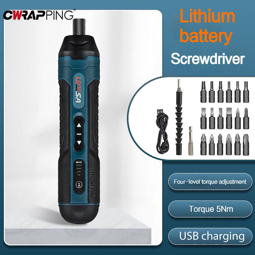 3.6V Cordless Electric Screwdriver Rechargeable 1300mAh Lithium Battery Mini Drill Power Tools Set Household Maintenance Repair