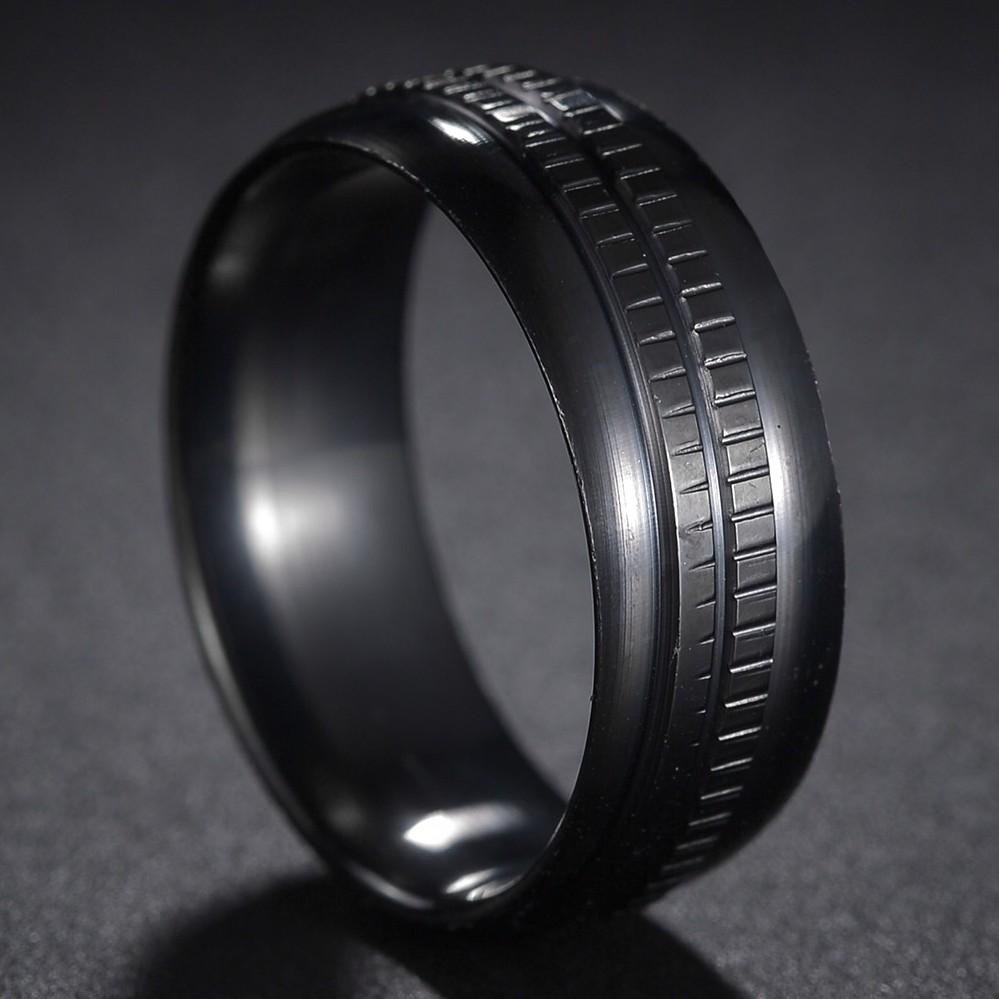 Fede in Tungsteno Nero Anelli Punk Trama d'Acciaio per Uomo Donna Scanalatura Fibra di Carbonio Anello alla Moda