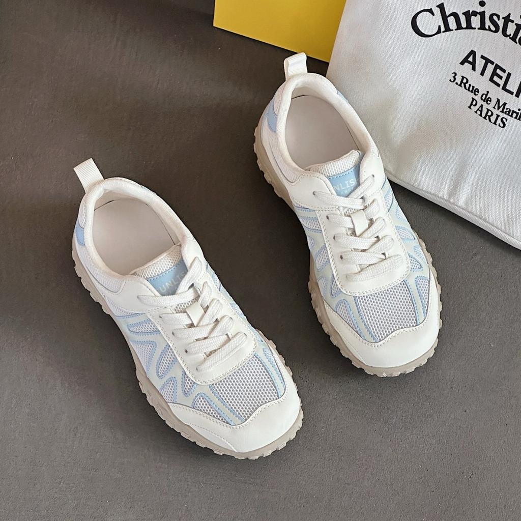 Showing Feet Small Leather Dad Shoes Women's Shoes 2025 Popular Summer Breathable Single Network Outdoor Leisure Sports Moral Training Shoes