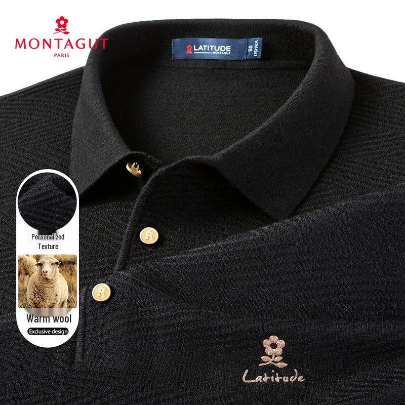 MONTAGUT Men s Wool Blend Jacquard Polo Knit Sweater 50