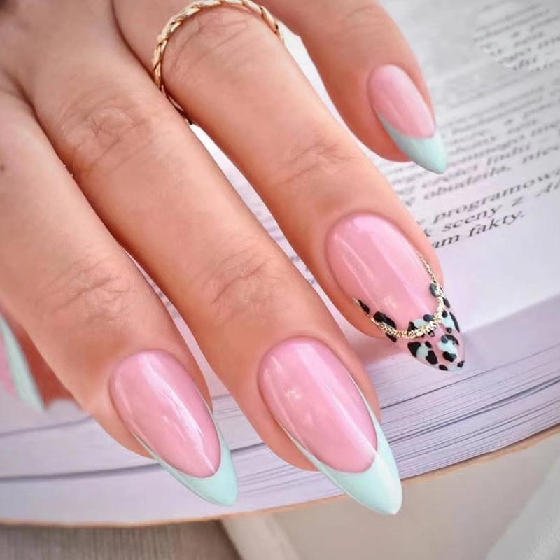 24 Stück Mandel Französische Press-On Nägel Abnehmbar Vollabdeckung Ballerina Falsche Nagelspitzen Für Damen Mädchen