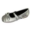 Silver Jk Flat Bottom Light Mouth Single Shoes Autumn Soft Sole with Skirt Doudou Shoes Mary Jane New Small Leather Shoes
