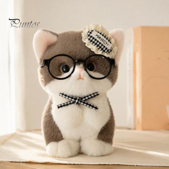 Plush Ornament for Keys Cute Kitten Pendant with Glasses And Tie, Soft Stuffed Animal Bag Decoration Keychain Backpacks Keys, Decorative Hanging