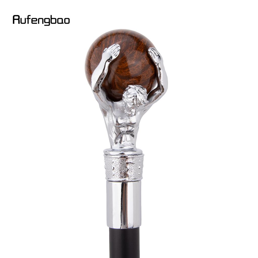 White Man Hold Ball White Walking Cane Fashion Decorative Walking Stick Gentleman Elegant Cosplay Cane Crosier 93cm