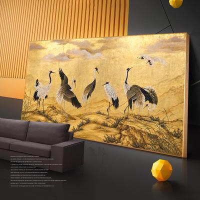 Oriental Auspicious Red Crowned Crane Canvas Painting Traditional Chinese Landscape Painting Art Posters Print Luxury Wall Decor
