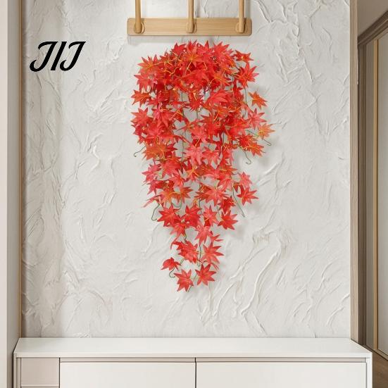 Decorative Hanging Vines for Store Display 5?Fork Artificial Maple Leaf Vine, Fake Foliage Wall Indoor Greenery Living Room Plant, Simulated
