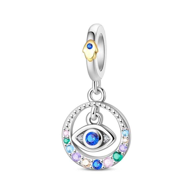 Copper Cross Saint Devil'S Eye Charms Bead Gold Plated Moon Pendant For Original Bracelet Women Jewelry Accessories