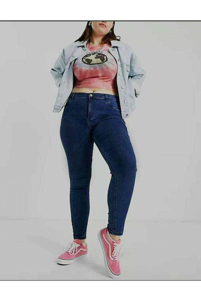 Women's Fashion Big Size jeans Black Plus Size Tight-fitting Jeans (Skinny)