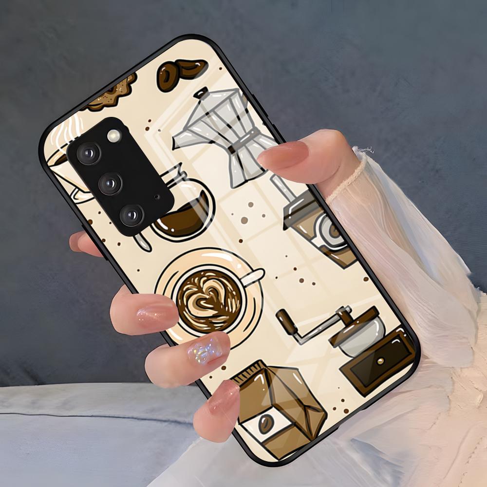 Coffee Art Phone Case For Samsung S26 S25 Plus S20 S20 Plus S22 Ultra S23 FE S21 Plus S21 Ultra Glass Cover