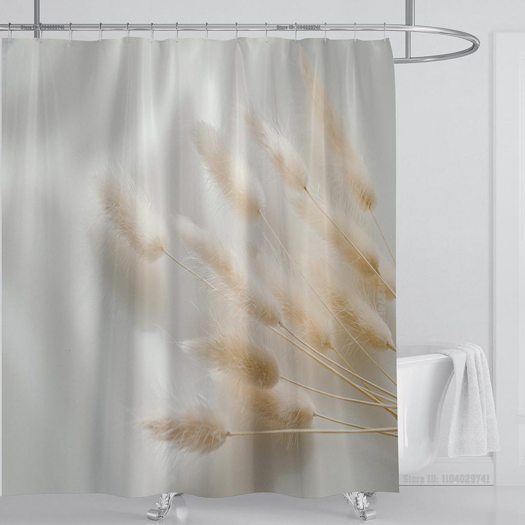 Plant Wheat Straw Shower Curtain Waterproof Shower Curtain Polyester Fabric 3D Printed Curtain Bathroom Decoration with Hooks