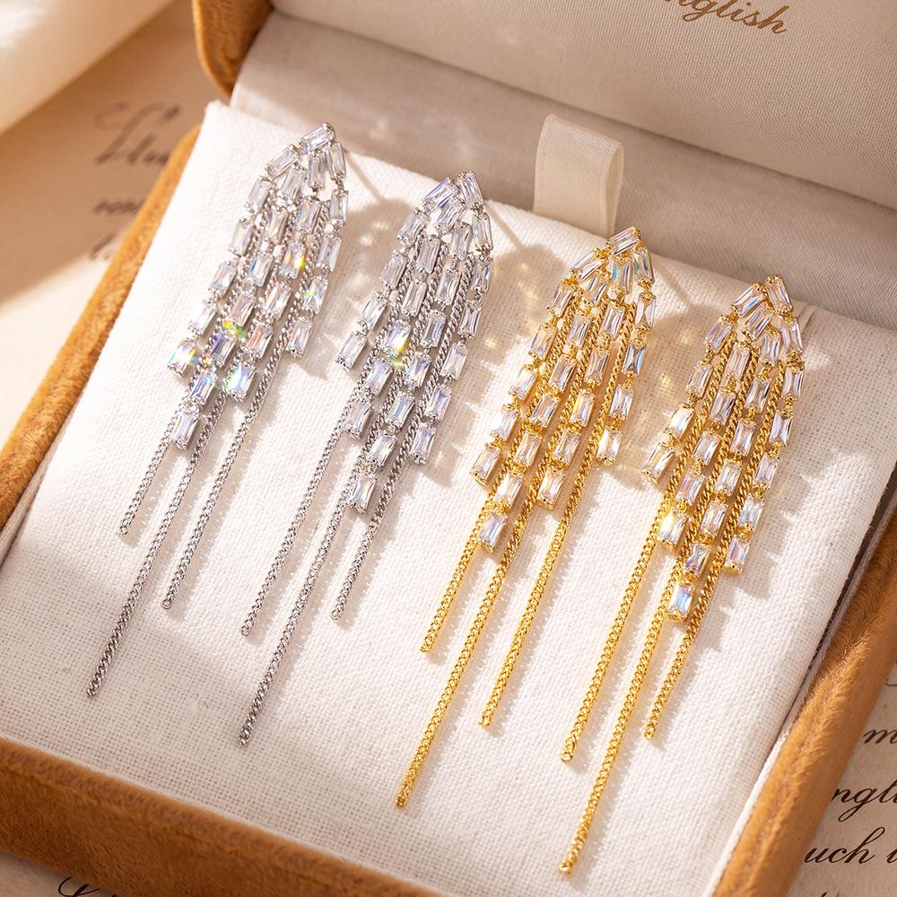 Exquisite Personalized Tassel Waterfall Earrings - Light Luxury Stud Jewelry