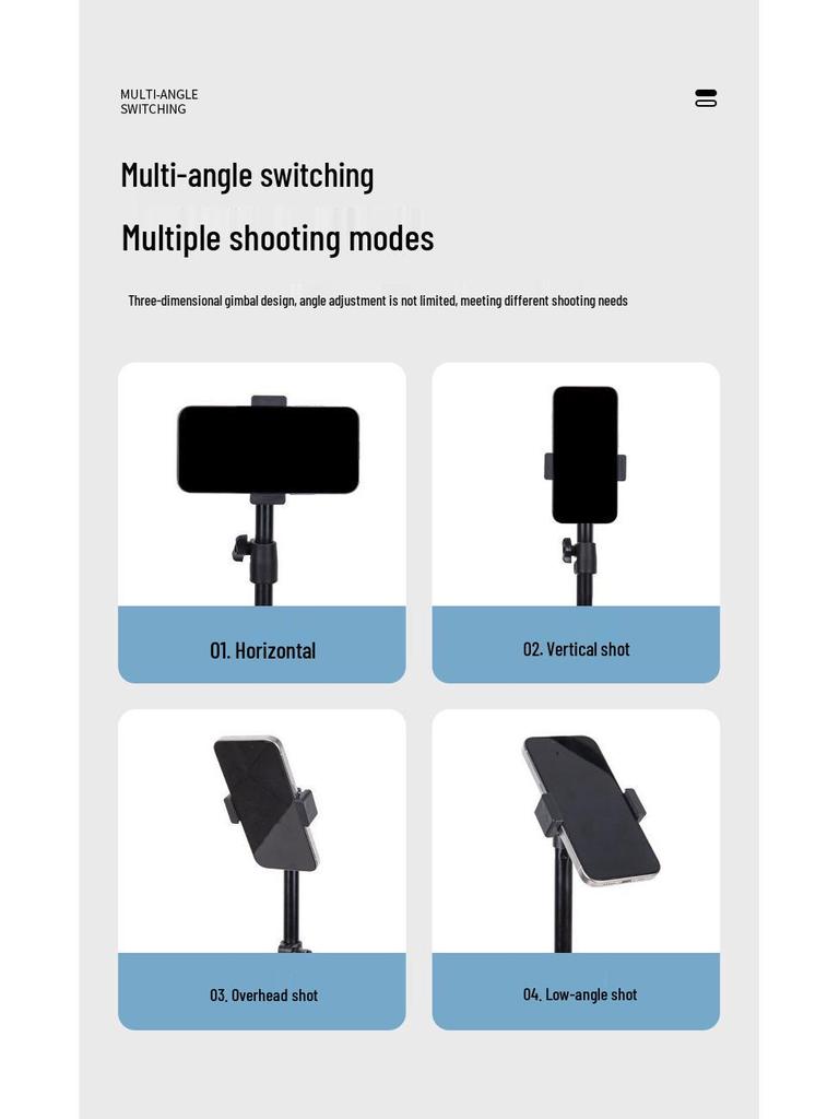 Portable Floor-Standing Tripod with Fill Light for Stable Mobile Live Streaming and Online Classes
