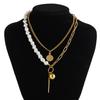 Baroque Multi-Layer Pearl Necklace with Starfish Alloy Pendant