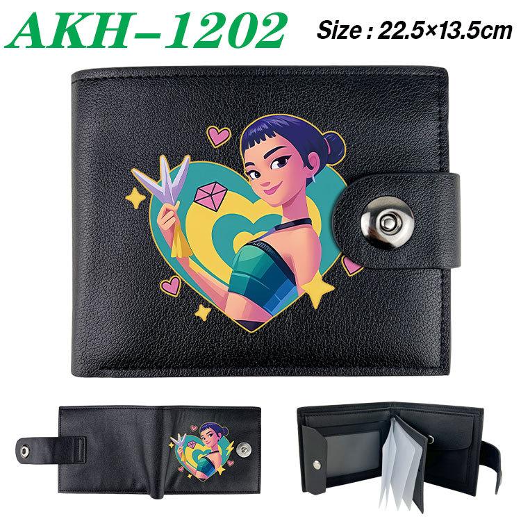 K-Pop Demon Hunters Wallet Black Soft Leather Snap Closure with Zipper Coin Pocket 1pcs