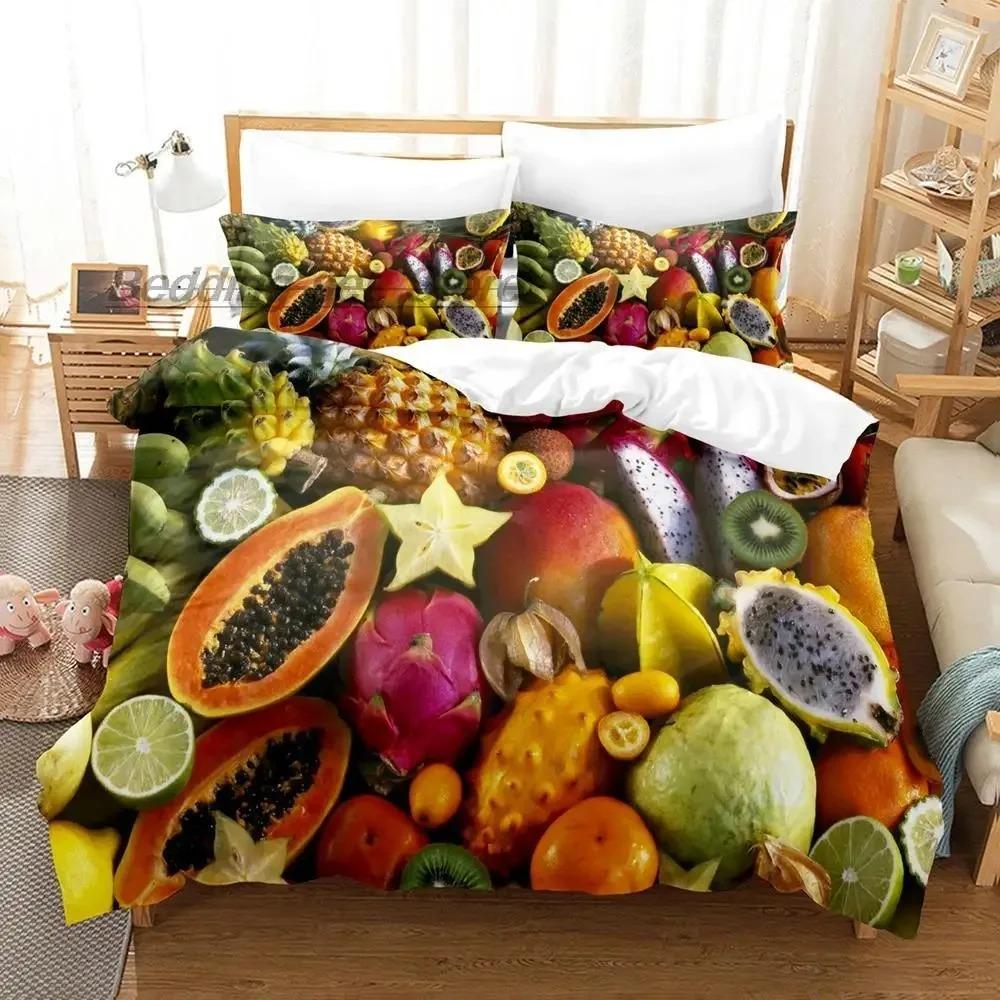 Strawberry Vegetables And Fruits Bedding Set Single Twin Full Queen King Size Bed Set Aldult Boys Bedroom Duvetcover Sets